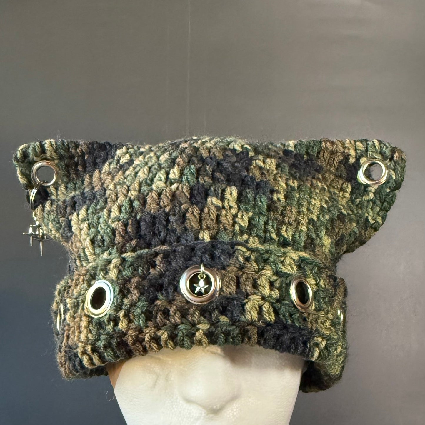 Dark Camo Cat Ear Beanie