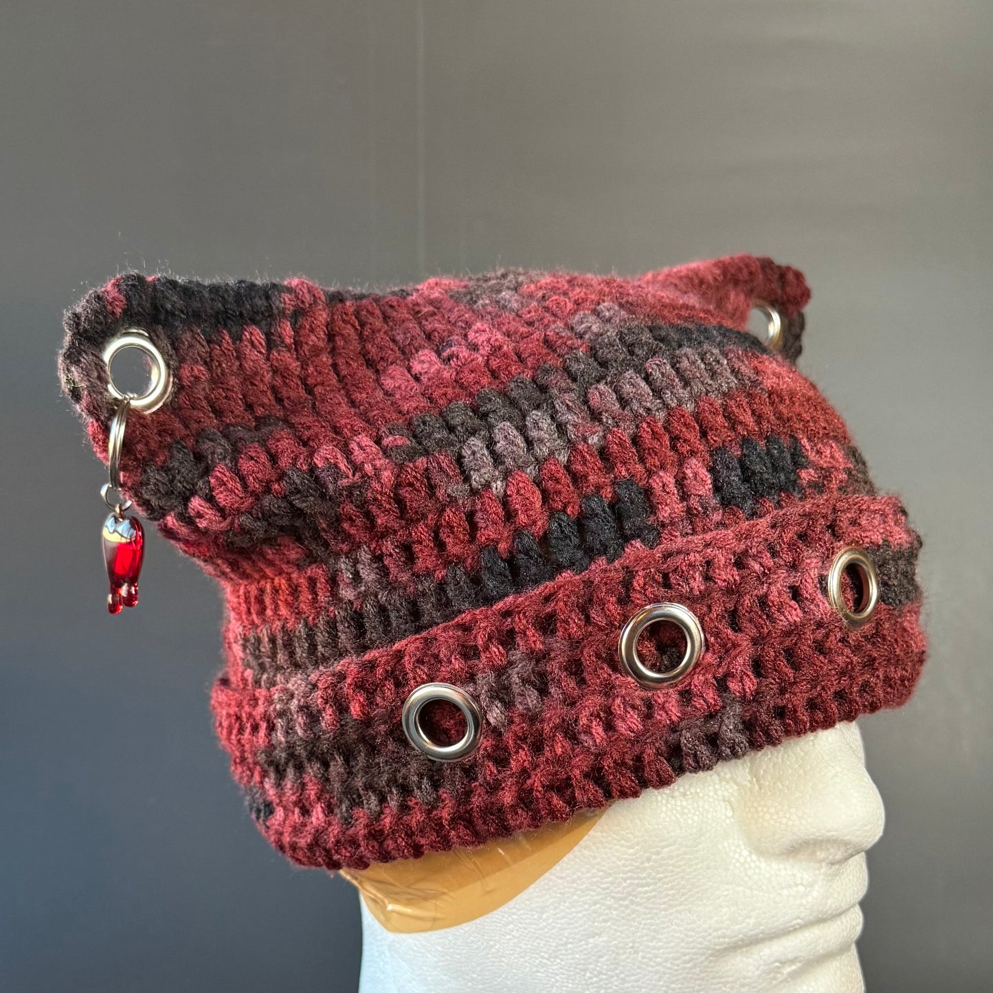 Red Camo Cat Ear Beanie