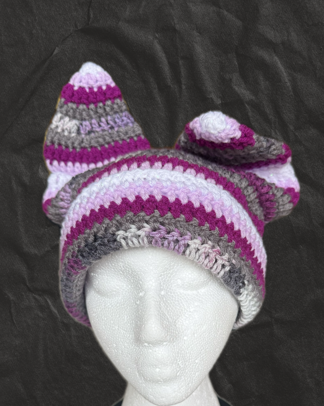 Purple Crystal Extended Cat Ear Beanie