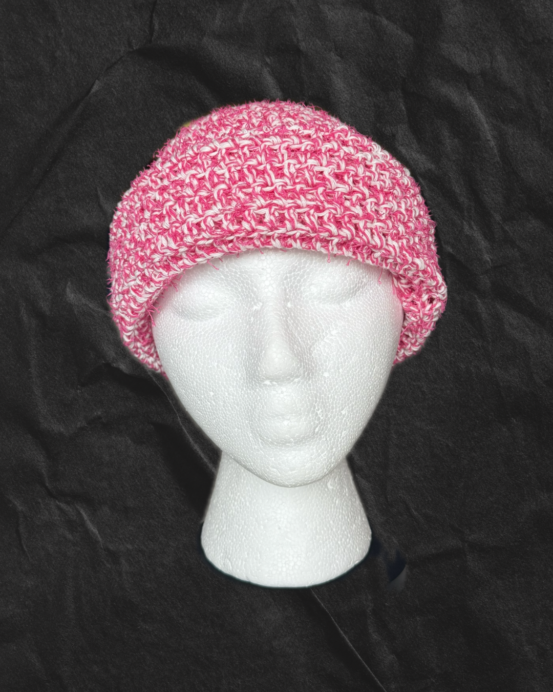 Pink and White Shaggy Ski-Mask