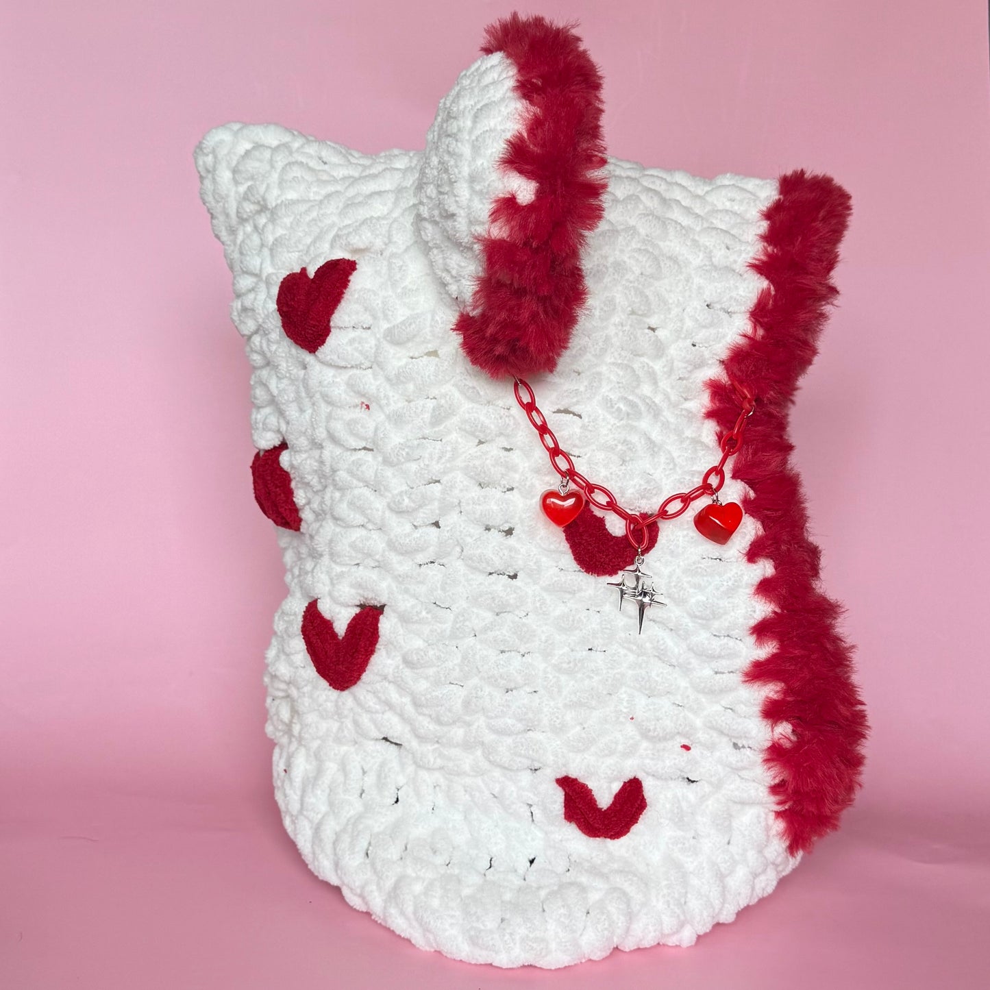 White with Red Hearts