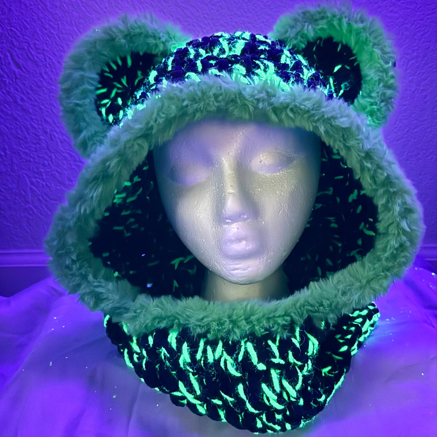 Neon Green Bear Hood