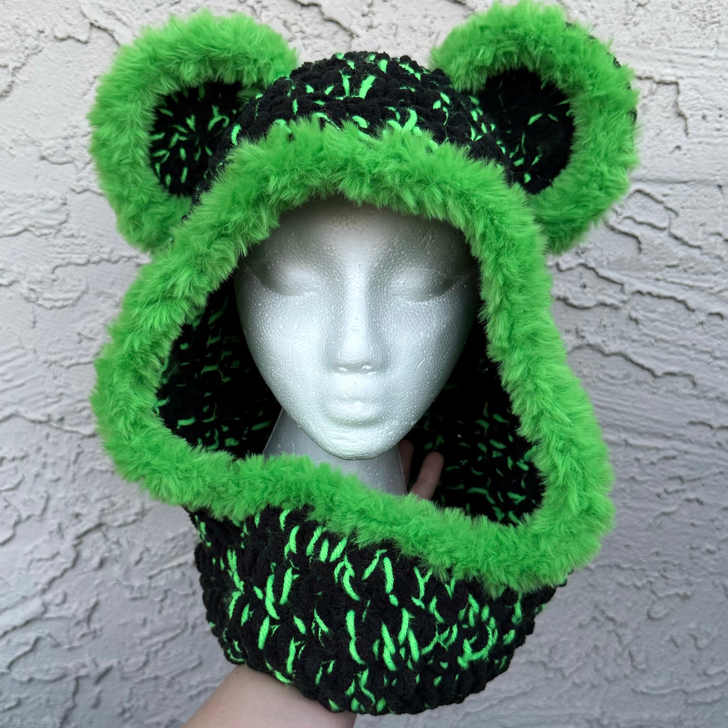 Neon Green Bear Hood