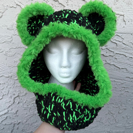 Neon Green Bear Hood