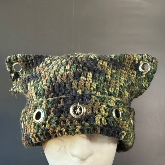 Dark Camo Cat Ear Beanie