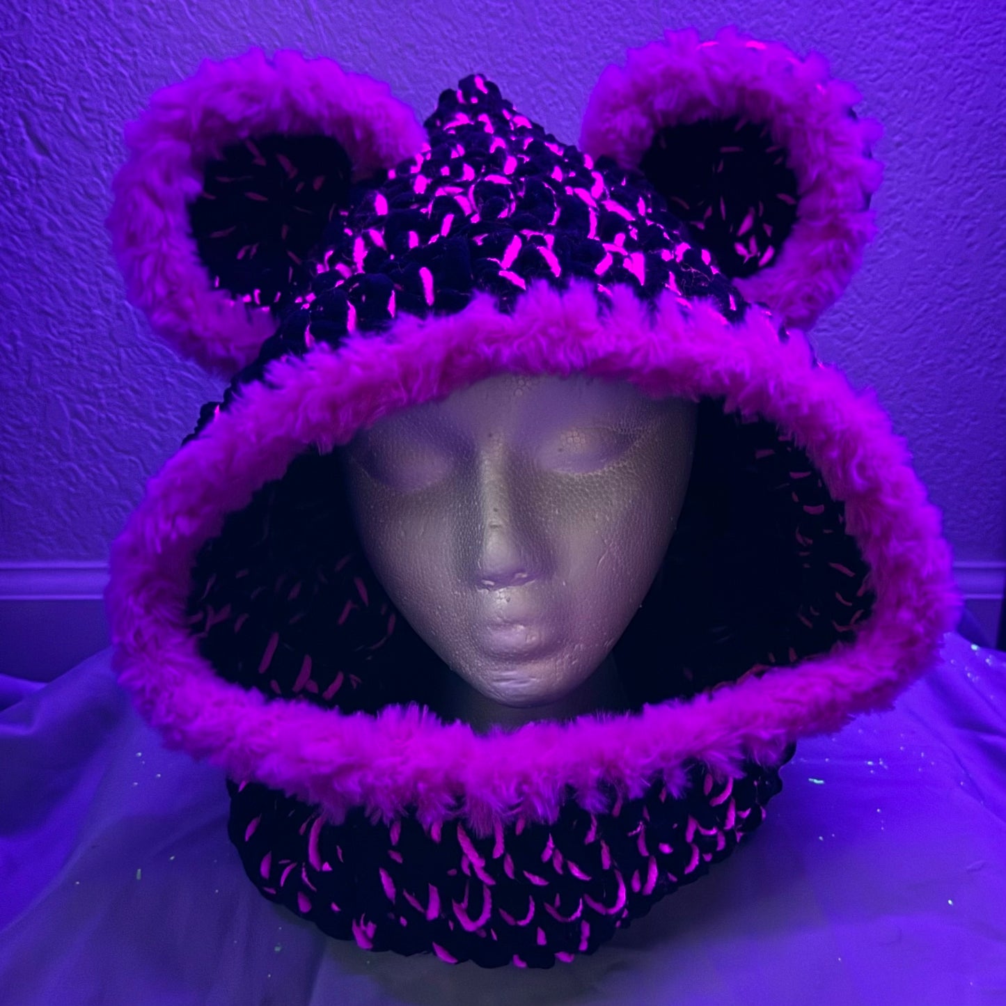 Neon Purple Bear Hood