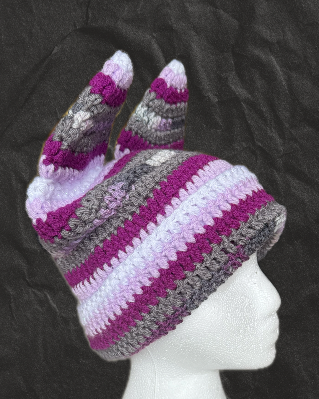 Purple Crystal Extended Cat Ear Beanie
