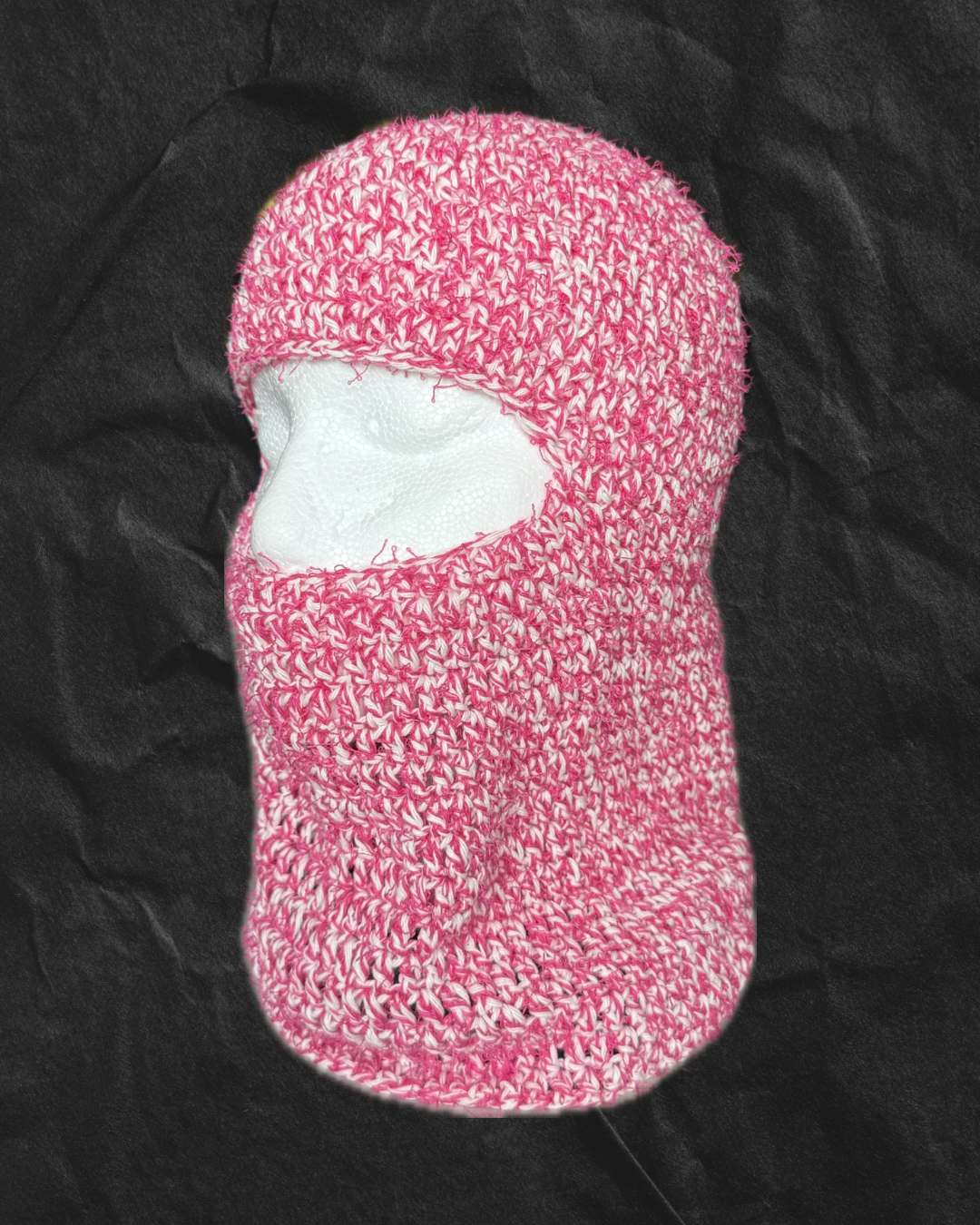 Pink and White Shaggy Ski-Mask
