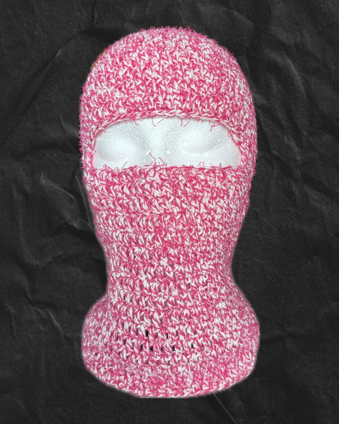 Pink and White Shaggy Ski-Mask
