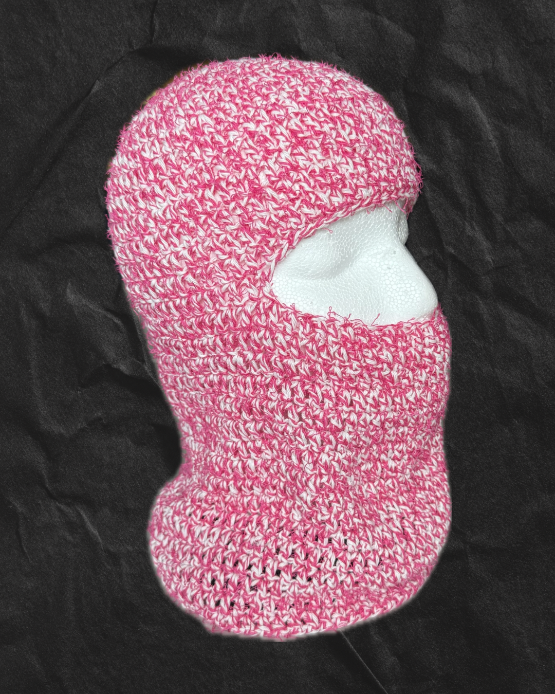 Pink and White Shaggy Ski-Mask