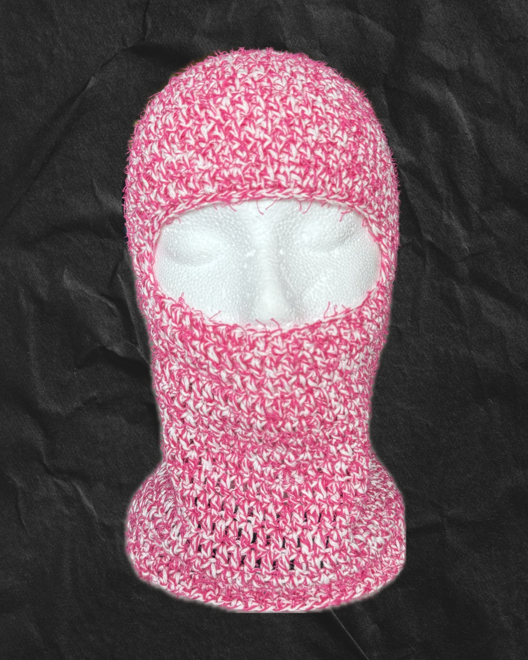 Pink and White Shaggy Ski-Mask