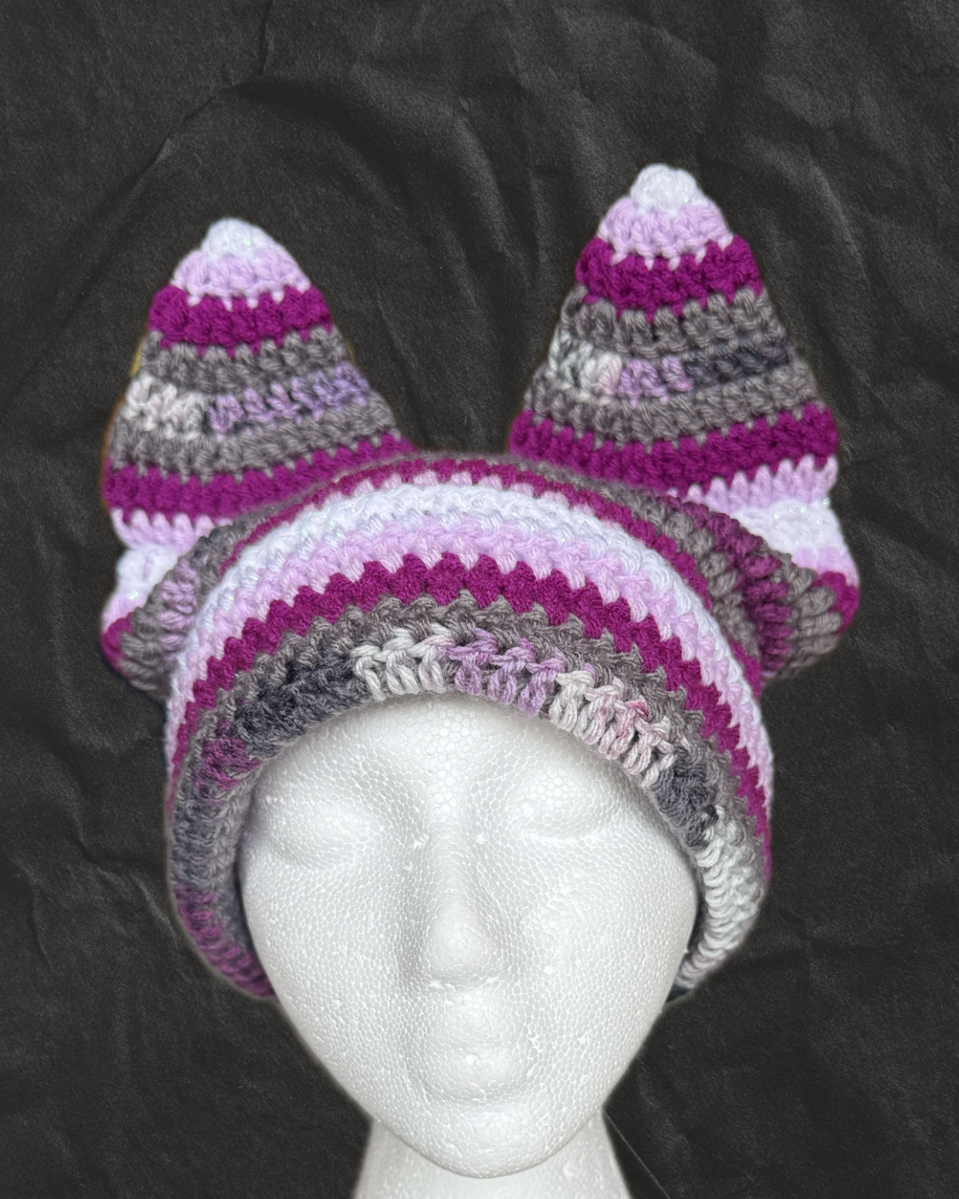 Purple Crystal Extended Cat Ear Beanie