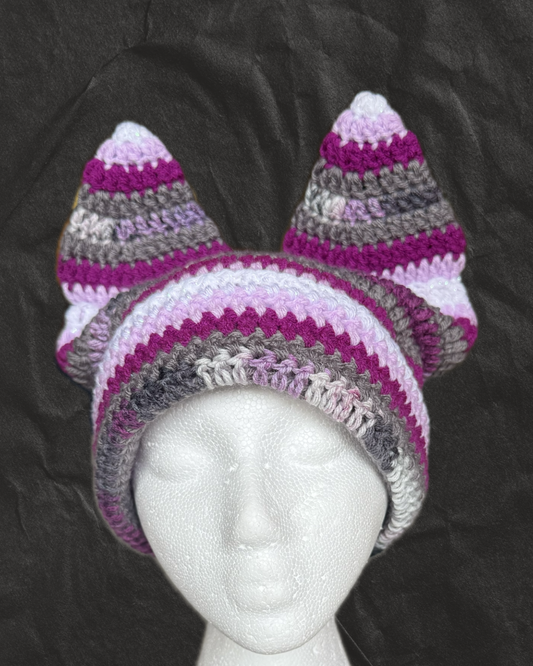 Purple Crystal Extended Cat Ear Beanie