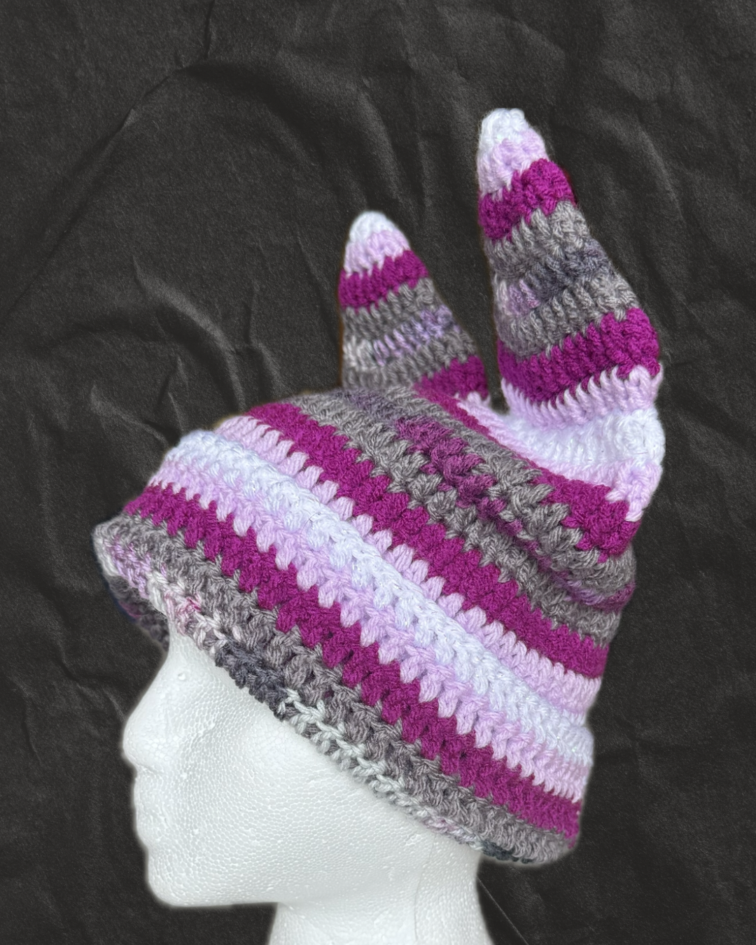 Purple Crystal Extended Cat Ear Beanie
