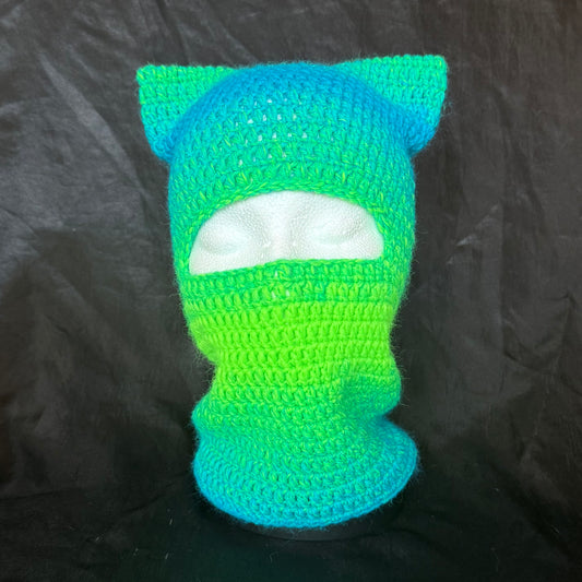 Green and Blue Cat Ear Skimask