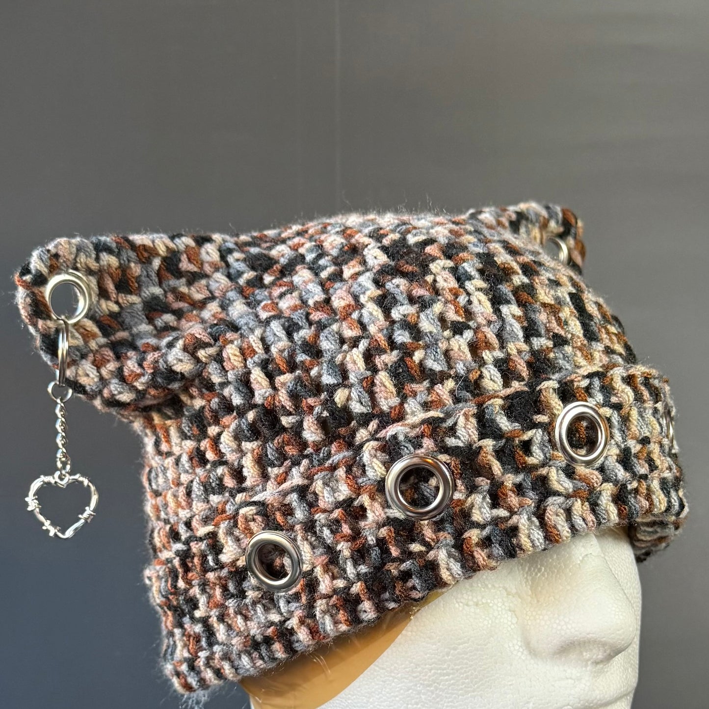 Black Camo Cat Ear Beanie