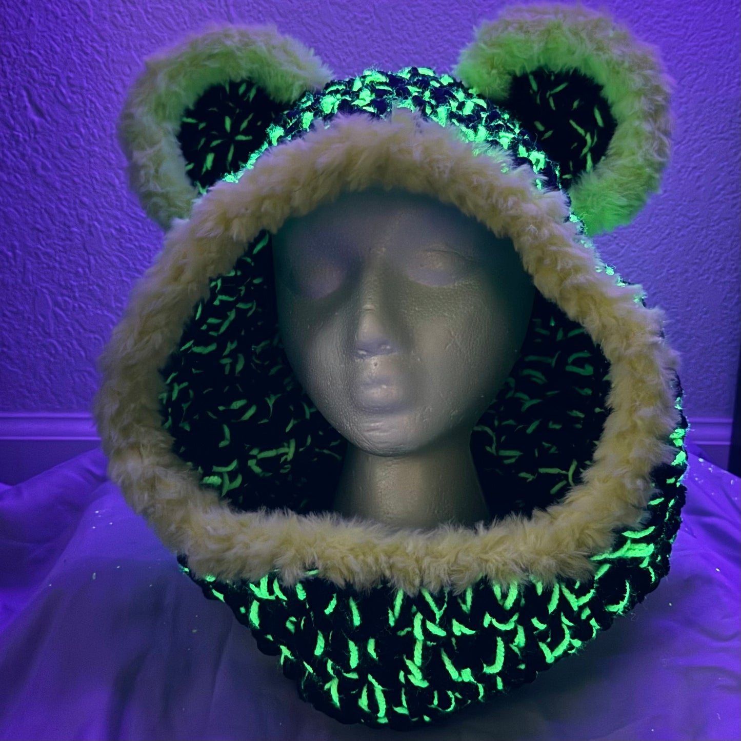 Neon Yellow Bear Hood