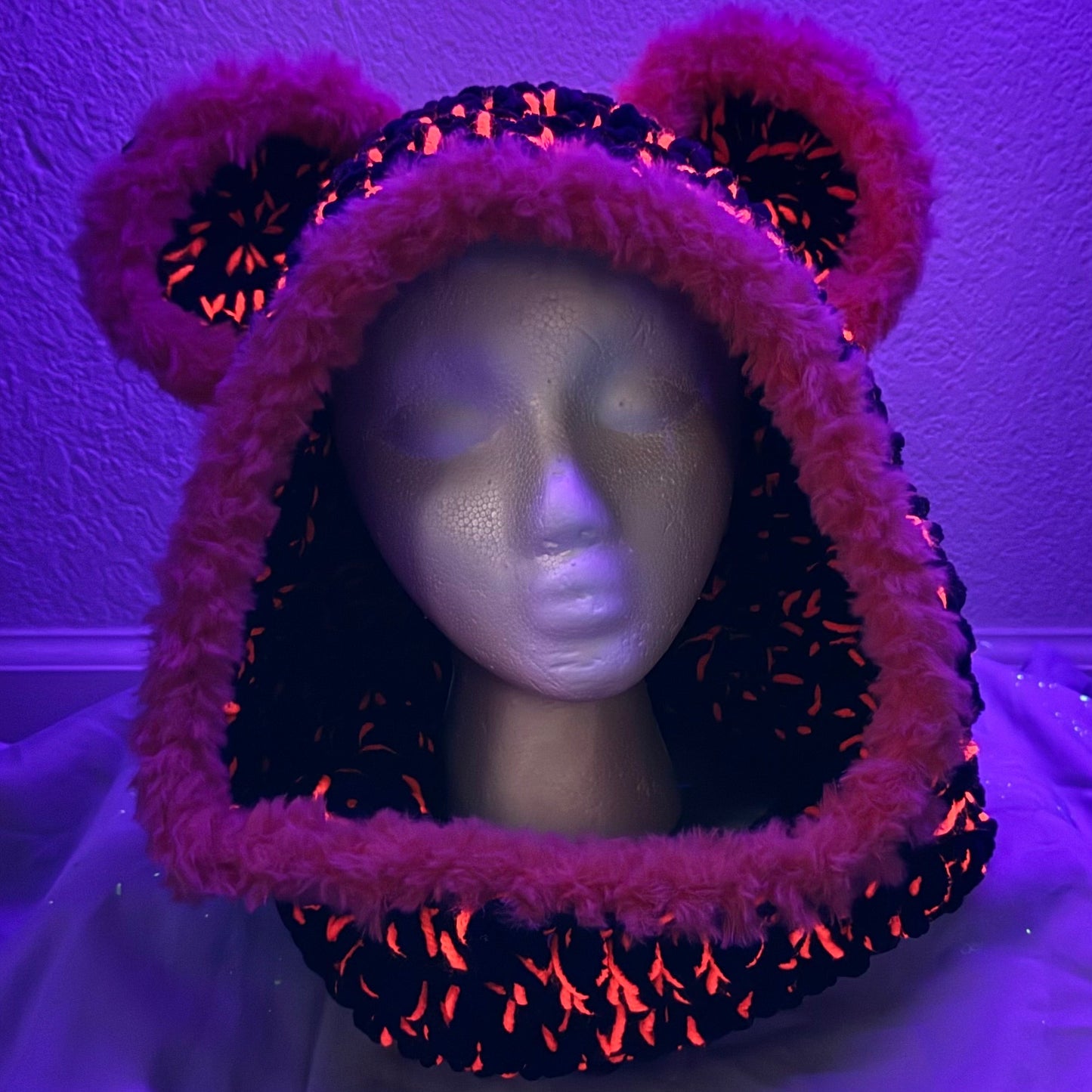 Neon Orange Bear Hood