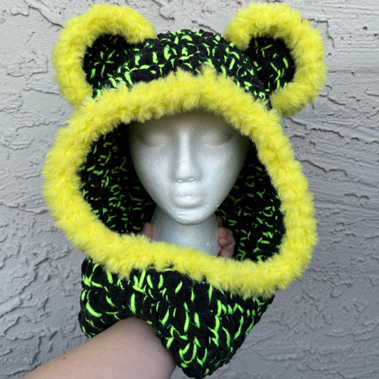 Neon Yellow Bear Hood